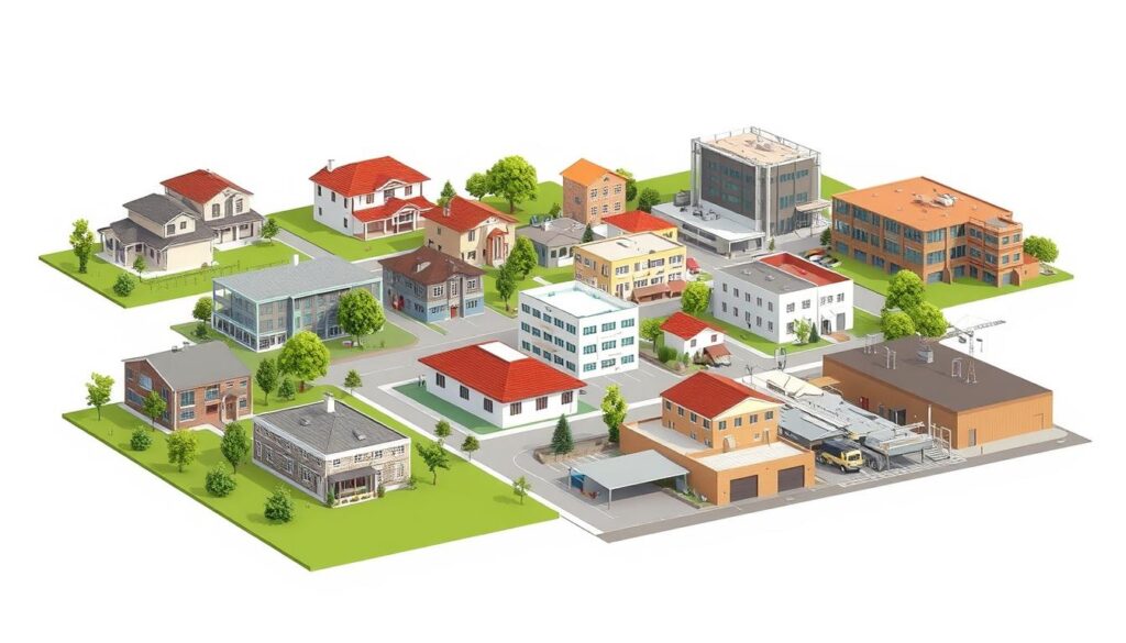 Image of various building projects such as new dwellings, multi-units, commercial buildings, and industrial structures