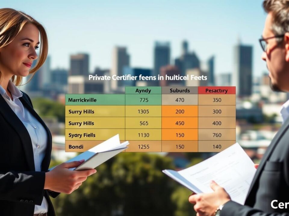 Compare private certifier fees in Sydney suburbs
